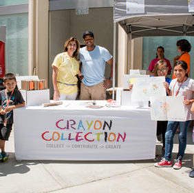 Kids show off their art projects at LACMA with Sheila Morovati and Donald Faison