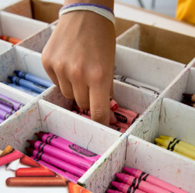 Organizing collected crayons for Crayon Collection